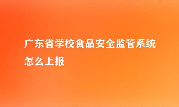 广东省学校食品安全监管系统怎么上报