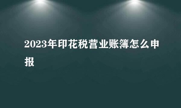 2023年印花税营业账簿怎么申报