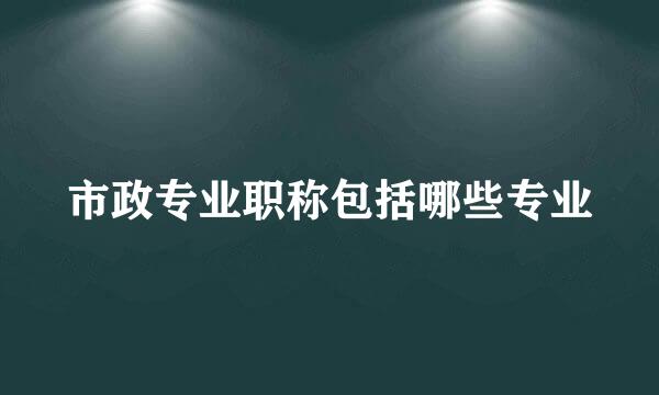 市政专业职称包括哪些专业