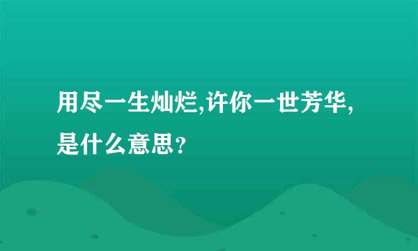 用尽一生灿烂,许你一世芳华,是什么意思？