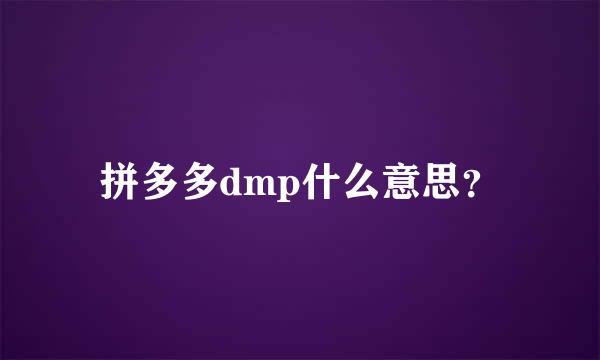 拼多多dmp什么意思？