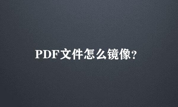 PDF文件怎么镜像？