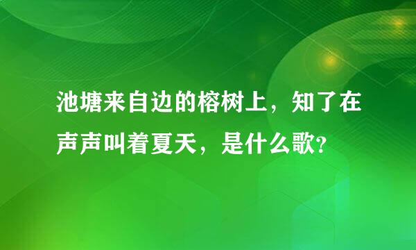 池塘来自边的榕树上，知了在声声叫着夏天，是什么歌？