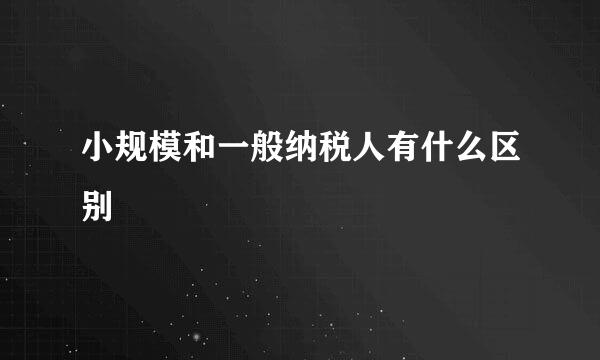 小规模和一般纳税人有什么区别