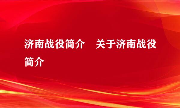 济南战役简介 关于济南战役简介