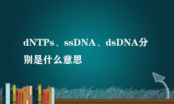 dNTPs、ssDNA、dsDNA分别是什么意思