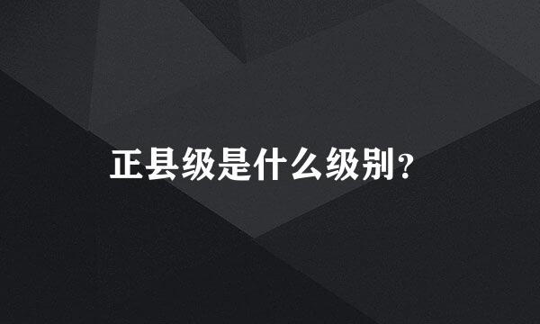 正县级是什么级别？