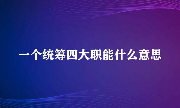 一个统筹四大职能什么意思