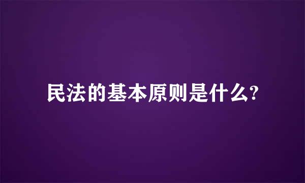 民法的基本原则是什么?