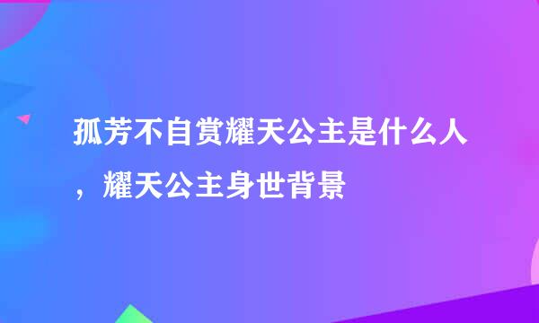 孤芳不自赏耀天公主是什么人，耀天公主身世背景