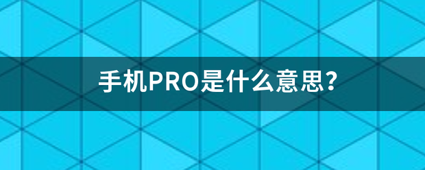 手机PRO是什么意思？