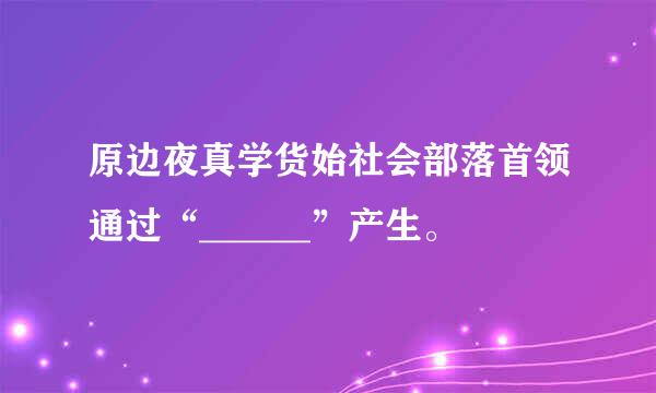 原边夜真学货始社会部落首领通过“______”产生。