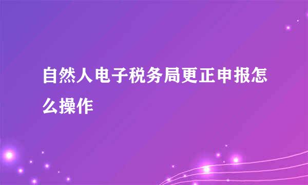 自然人电子税务局更正申报怎么操作