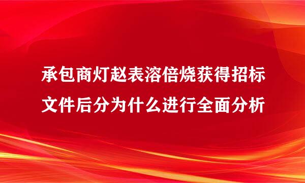 承包商灯赵表溶倍烧获得招标文件后分为什么进行全面分析