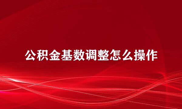 公积金基数调整怎么操作