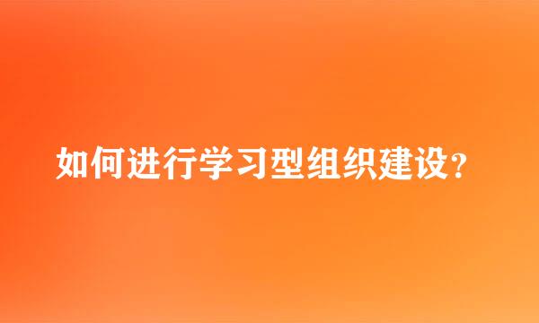 如何进行学习型组织建设？