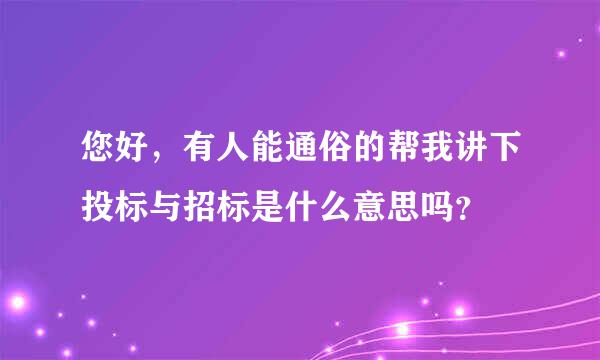 您好，有人能通俗的帮我讲下投标与招标是什么意思吗？