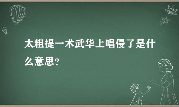 太粗提一术武华上唱侵了是什么意思？