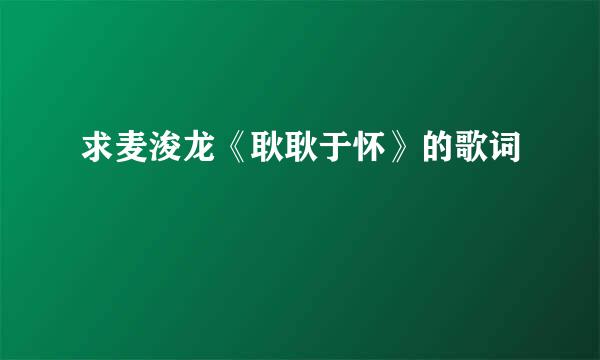 求麦浚龙《耿耿于怀》的歌词