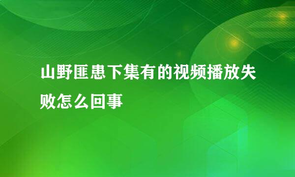 山野匪患下集有的视频播放失败怎么回事