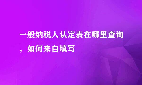 一般纳税人认定表在哪里查询，如何来自填写