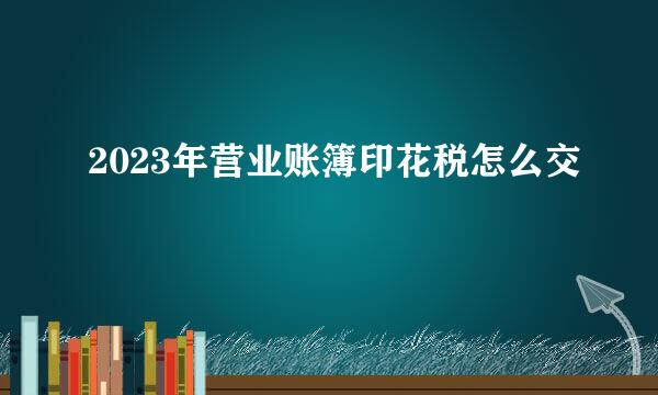 2023年营业账簿印花税怎么交