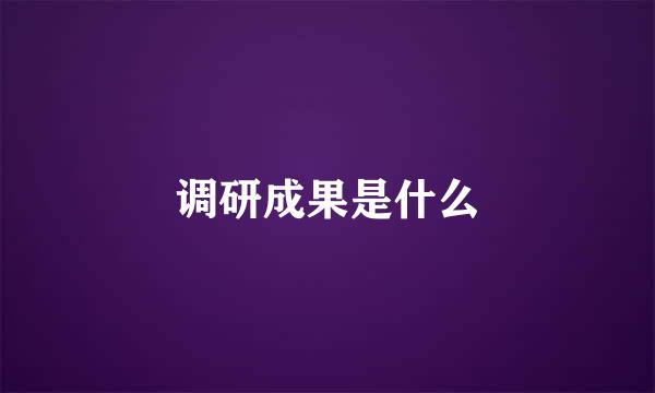 调研成果是什么