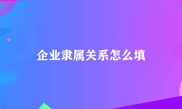 企业隶属关系怎么填