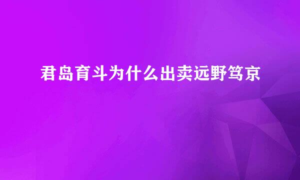 君岛育斗为什么出卖远野笃京