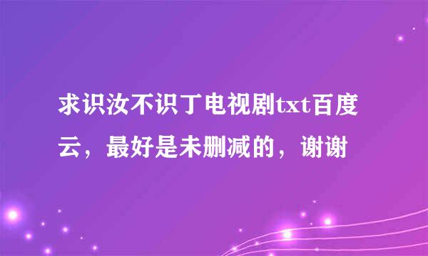 求识汝不识丁电视剧txt百度云，最好是未删减的，谢谢