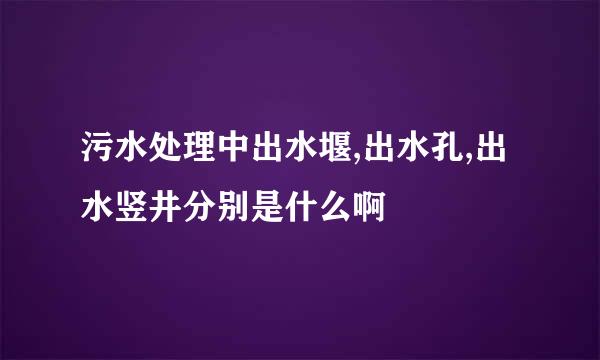 污水处理中出水堰,出水孔,出水竖井分别是什么啊