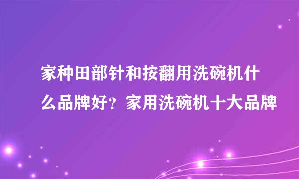 家种田部针和按翻用洗碗机什么品牌好？家用洗碗机十大品牌