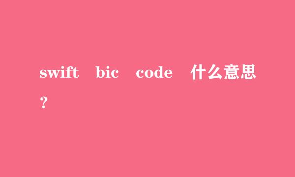 swift bic code 什么意思？