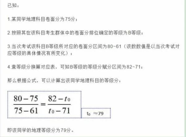 高考赋分计算止认飞云认图公式