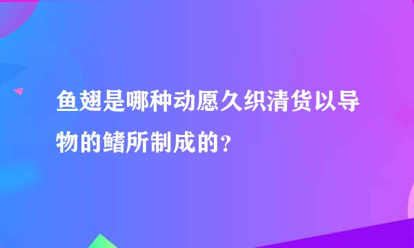 鱼翅是哪种动愿久织清货以导物的鳍所制成的？