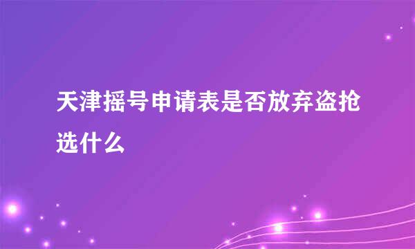 天津摇号申请表是否放弃盗抢选什么