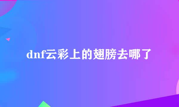 dnf云彩上的翅膀去哪了