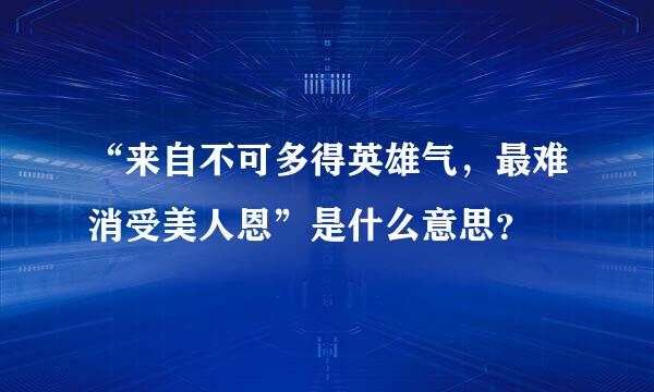 “来自不可多得英雄气，最难消受美人恩”是什么意思？