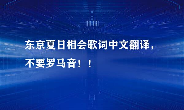 东京夏日相会歌词中文翻译，不要罗马音！！