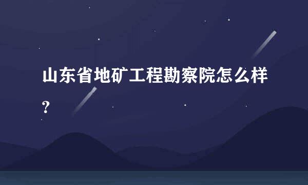 山东省地矿工程勘察院怎么样？