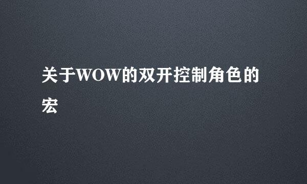 关于WOW的双开控制角色的宏