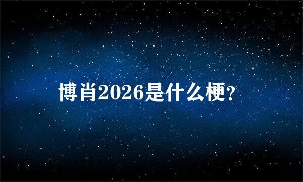 博肖2026是什么梗？