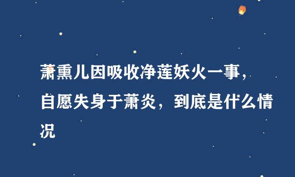 萧熏儿因吸收净莲妖火一事，自愿失身于萧炎，到底是什么情况