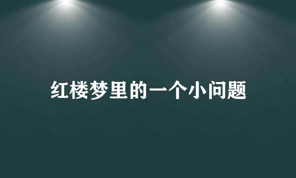 红楼梦里的一个小问题