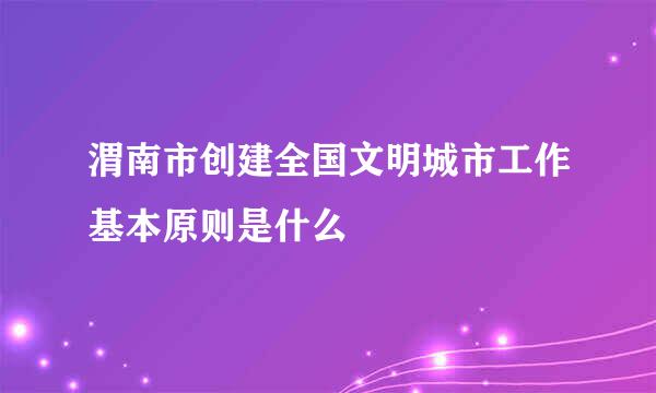 渭南市创建全国文明城市工作基本原则是什么