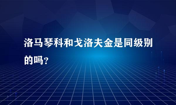 洛马琴科和戈洛夫金是同级别的吗？