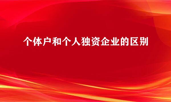 个体户和个人独资企业的区别