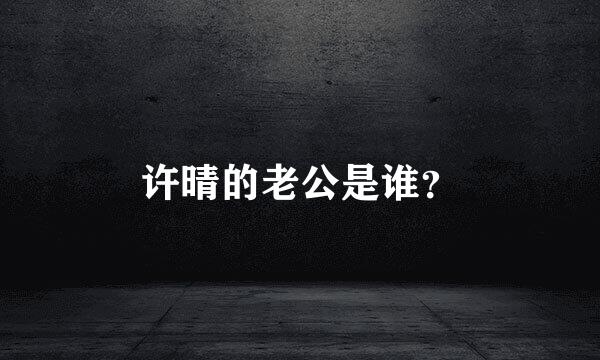 许晴的老公是谁？