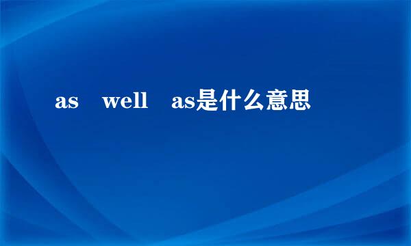 as well as是什么意思