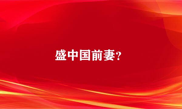 盛中国前妻？